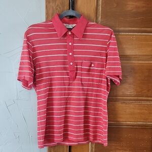 Classic Red and White Polo Shirt with Stripes